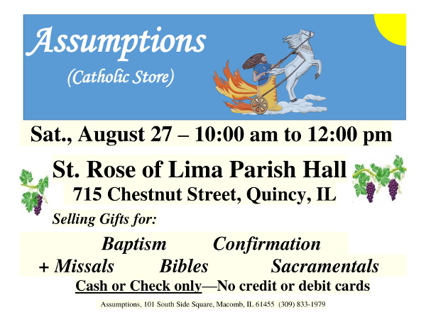 Assumptions Catholic Store at St. Rose August 27th