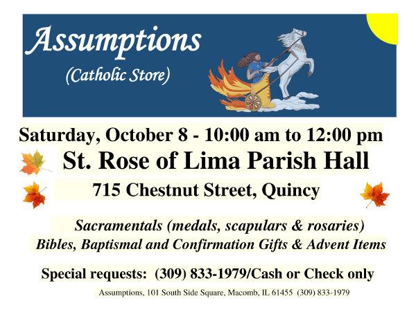 Assumptions Catholic Store at St. Rose Oct 8th